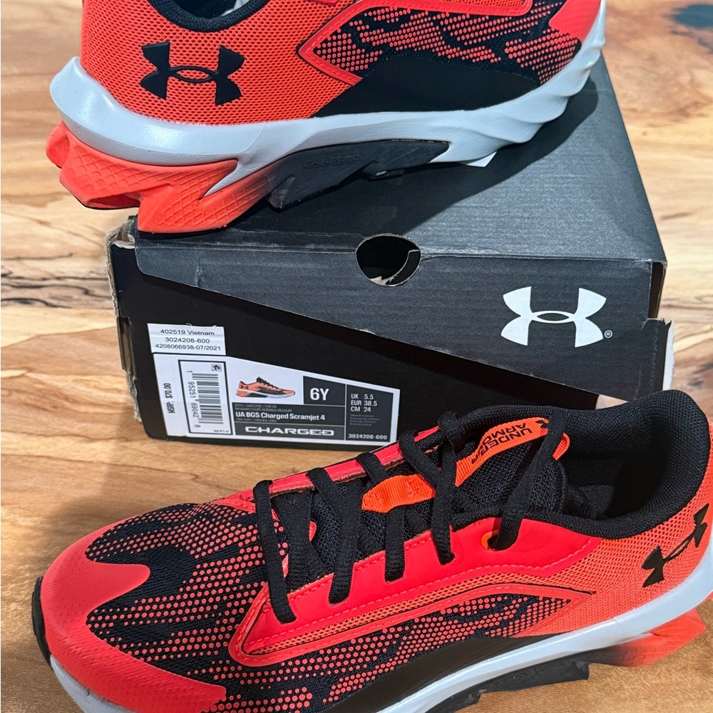 Under Armour Kids' Red and Black Sneakers